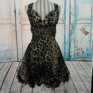 Sequinced Leopard Print Dress